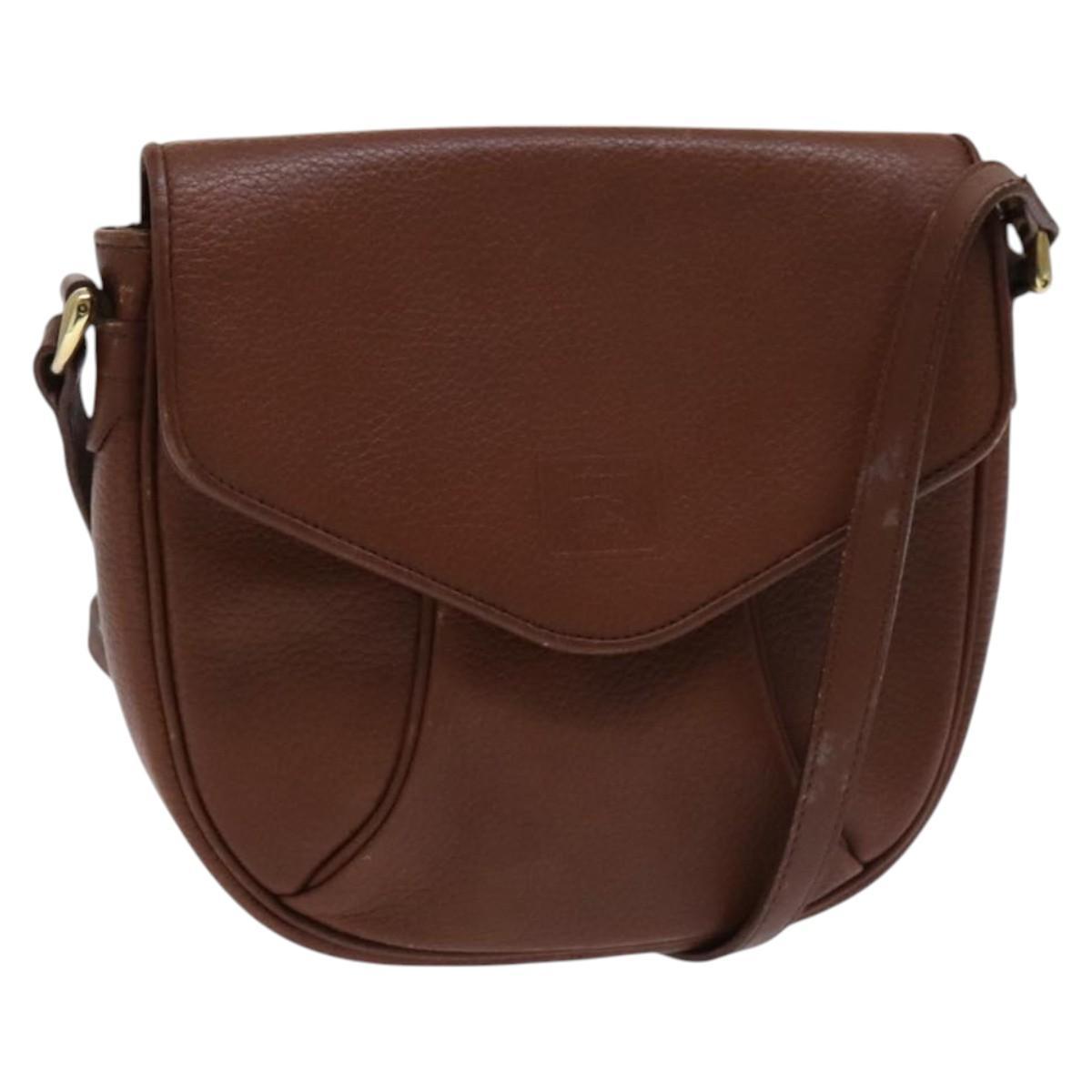Burberrys Shoulder Bag Leather Brown Auth Ti2945